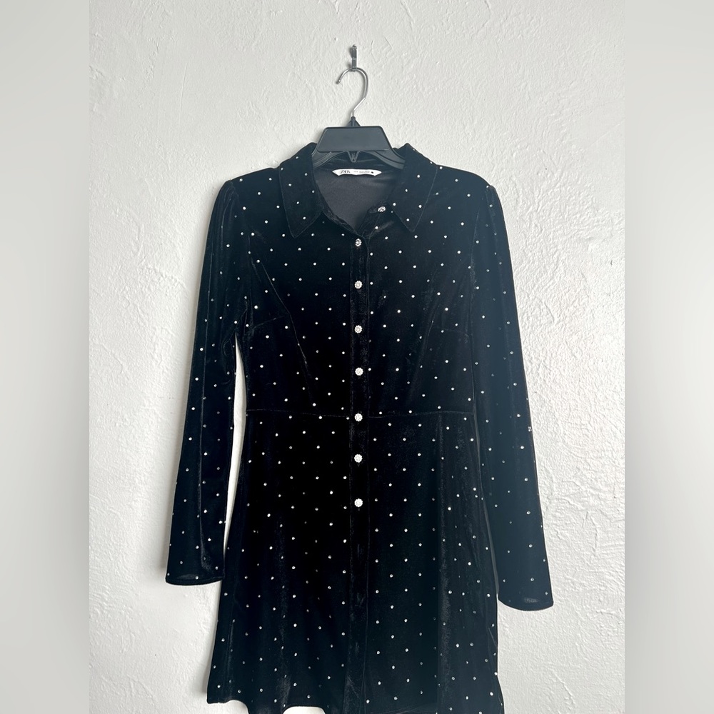 Zara Verona Mini Velvet Dress Size Medium - Picture 5 of 14